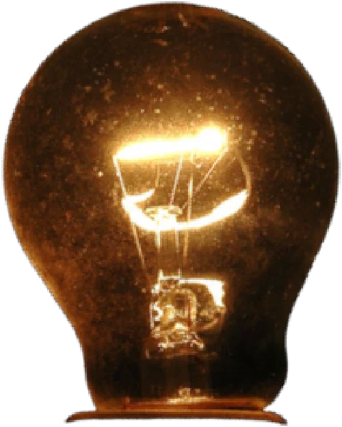 a lit lightbulb